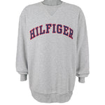 Tommy Hilfiger - Grey Spell-Out Crew Neck Sweatshirt 1990s X-Large