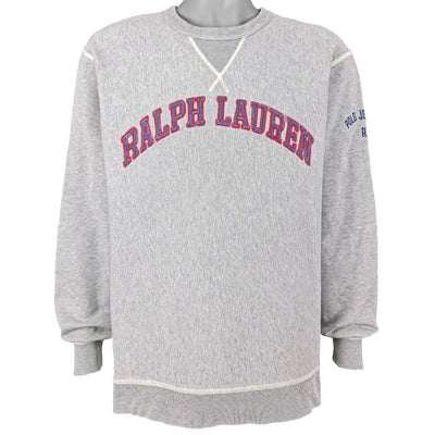Ralph Lauren (Polo) - Grey Spell-Out Crew Neck Sweatshirt 1990s Large