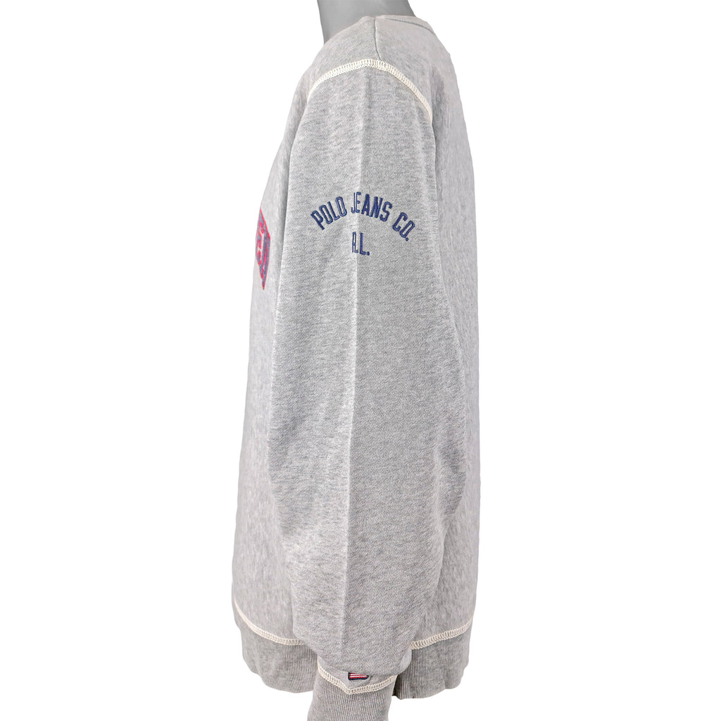 Ralph Lauren (Polo Sport) - Grey Spell-Out Crew Neck Sweatshirt 1990s Large Vintage Retro