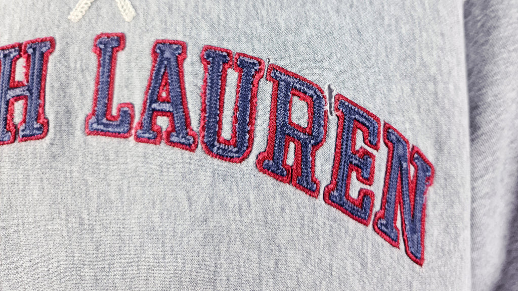 Ralph Lauren (Polo Sport) - Grey Spell-Out Crew Neck Sweatshirt 1990s Large Vintage Retro