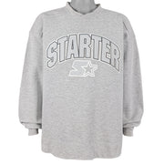 Starter - Grey Big Logo & Spell-Out Sweatshirt 1990s Large Vintage Retro