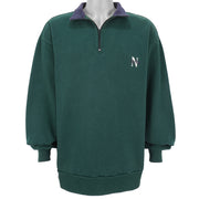 Nautica - Green 1/4 Zip Sweatshirt 1990s X-Large Vintage Retro
