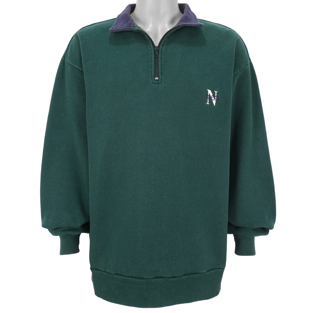 Nautica - Green 1/4 Zip Sweatshirt 1990s X-Large Vintage Retro