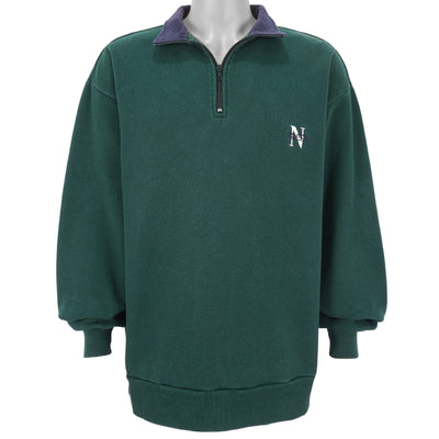 Nautica - Green 1/4 Zip Sweatshirt 1990s X-Large