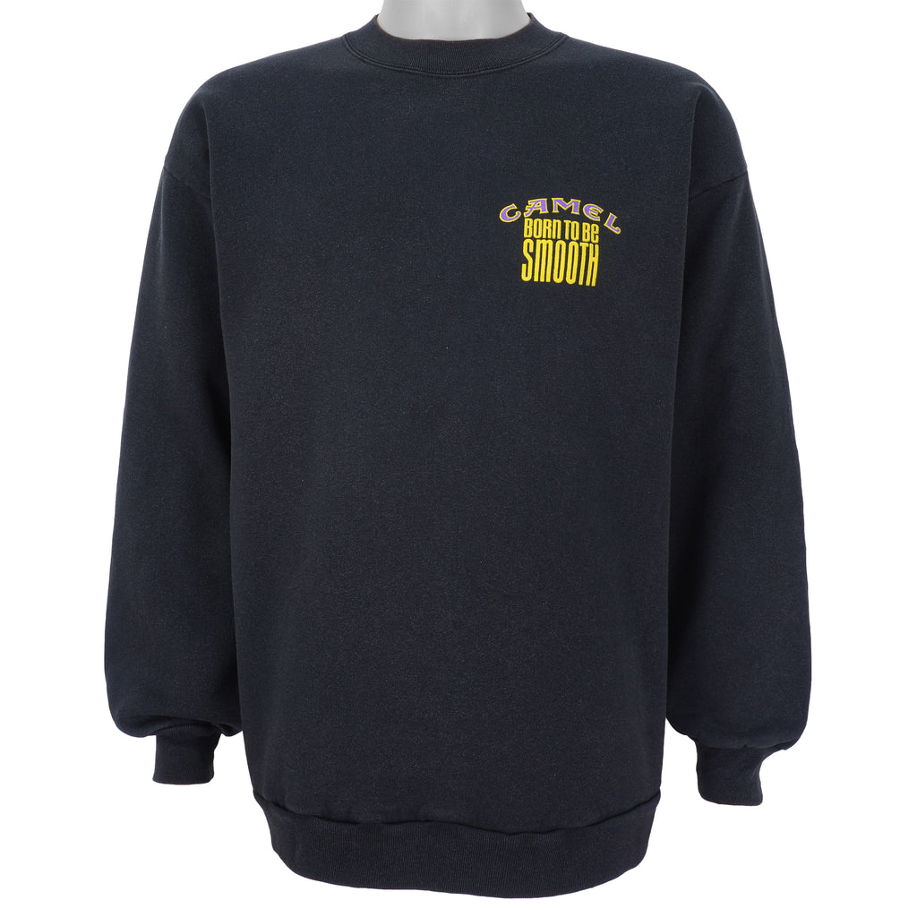 Vintage (Camel) - Black Spell-Out Crew Neck 1990s Large Vintage Retro