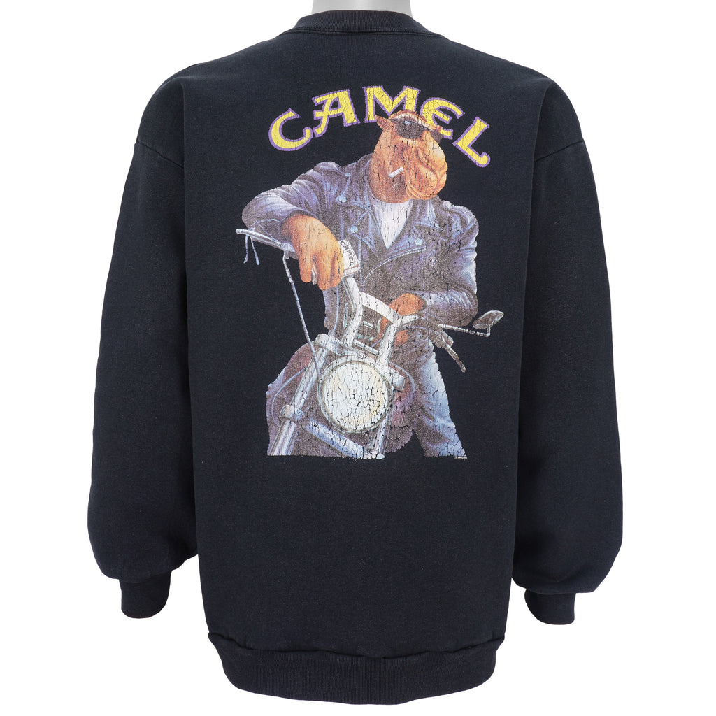 Vintage (Camel) - Black Spell-Out Crew Neck 1990s Large Vintage Retro