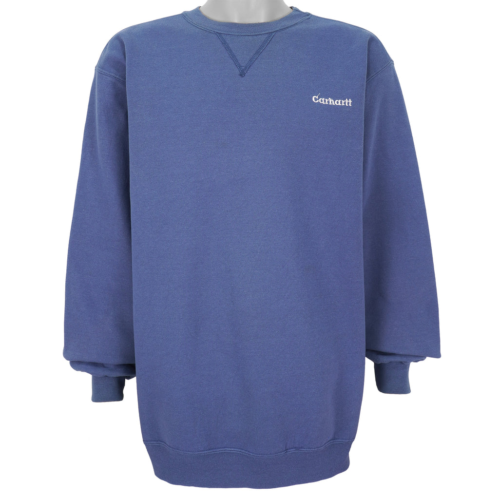 Carhartt - Blue Spell-Out Crew Neck Sweatshirt 1990s Large Vintage Retro