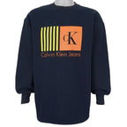 Calvin Klein - Blue Spell-Out Crew Neck Sweatshirt 1990s X-Large Vintage Retro