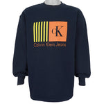 Calvin Klein - Blue Spell-Out Crew Neck Sweatshirt 1990s X-Large