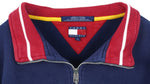 Tommy Hilfiger - Blue Spell-Out 1/4 Zip Sweatshirt Large  Vintage Retro