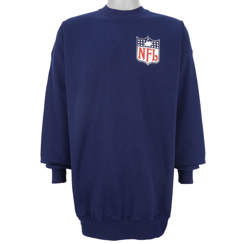 Champion - Blue NFL Big Logo Crew Neck Sweatshirt 1990s XX-Large Vintage Retro Football