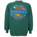Vintage (Hanes) - Green Amazon Crew Neck Sweatshirt 1990s Large Vintage Retro