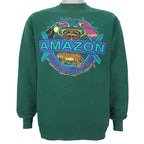 Vintage (Hanes) - Green Amazon Crew Neck Sweatshirt 1990s Large Vintage Retro