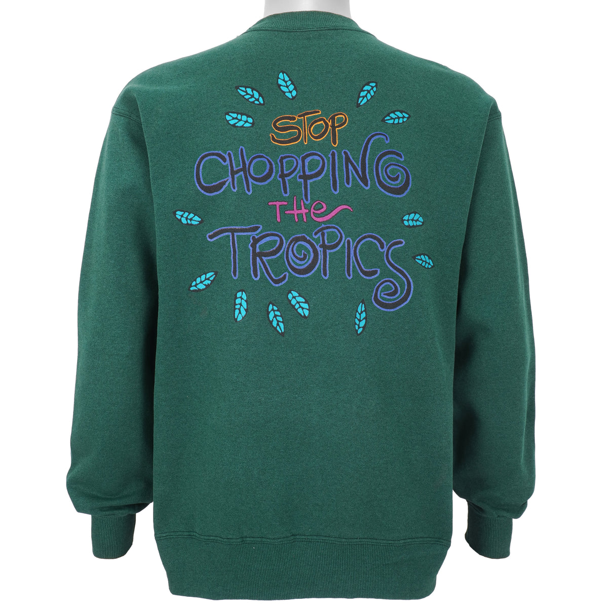 Vintage (Hanes) - Green Amazon Crew Neck Sweatshirt 1990s Large Vintage Retro