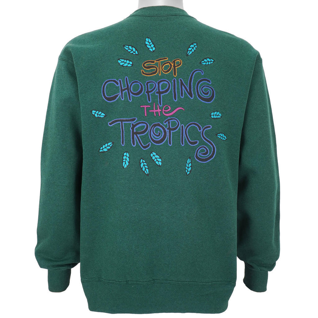 Vintage (Hanes) - Green Amazon Crew Neck Sweatshirt 1990s Large Vintage Retro