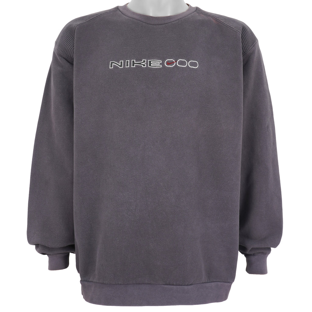 Nike - Dark Grey Big Logo Crew Neck Sweatshirt 1990s X-Large Vintage Retro