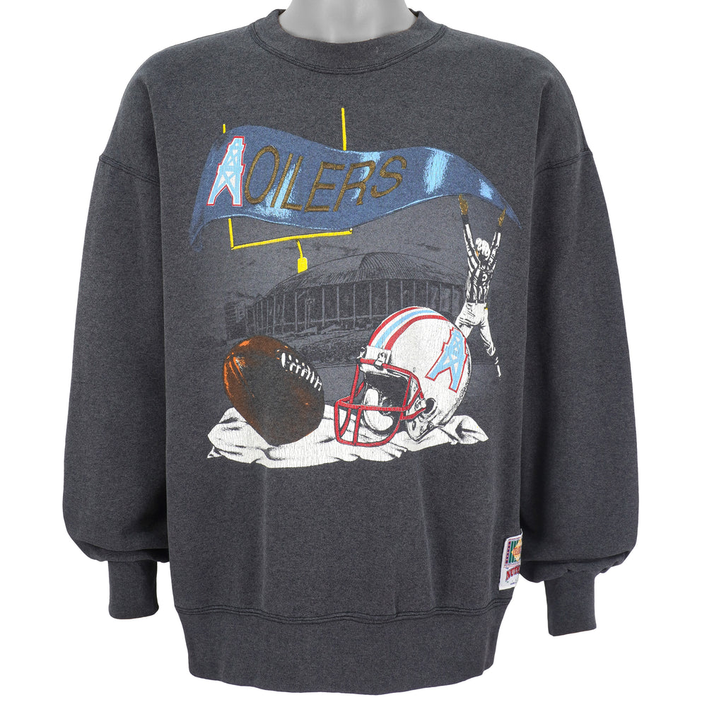 NFL (Nutmeg) - Houston Oilers Crew Neck Sweatshirt 1990s Large Vintage Retro Football
