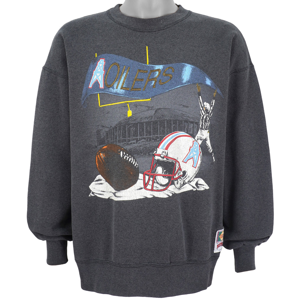 NFL (Nutmeg) - Houston Oilers Crew Neck Sweatshirt 1990s Large Vintage Retro Football