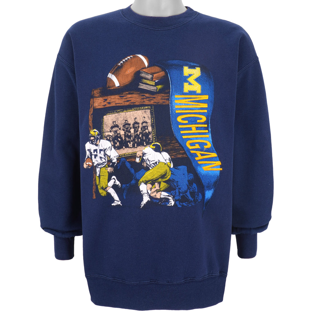 NFL (Nutmeg) - Michigan Wolverines Crew Neck Sweatshirt 1990s X-Large Vintage Retro Football