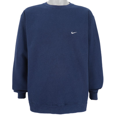 Nike - Blue Classic Crew Neck Sweatshirt 1990s Large