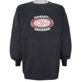 Harley Davidson - Black Spell-Out Crew Neck Sweatshirt 1990s Large Vintage Retro