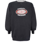 Harley Davidson - Black Spell-Out Crew Neck Sweatshirt 1990s Large