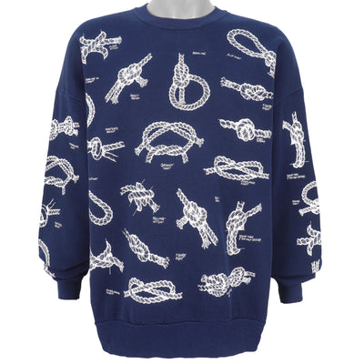 Vintage (Jerzees) - Blue Knots Crew Neck Sweatshirt 1990s XX-Large