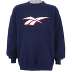 Reebok - Blue Big Logo Crew Neck Sweatshirt 1990s Large Vintage Retro