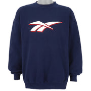 Reebok - Blue Big Logo Crew Neck Sweatshirt 1990s Large Vintage Retro