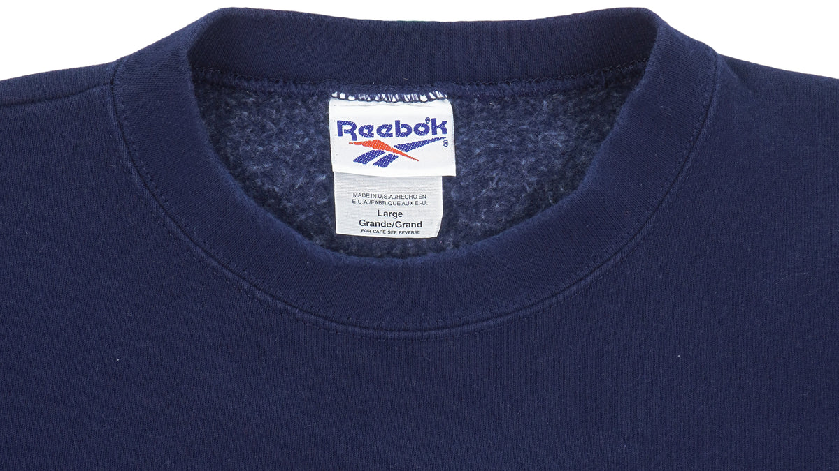 Reebok - Blue Big Logo Crew Neck Sweatshirt 1990s Large Vintage Retro