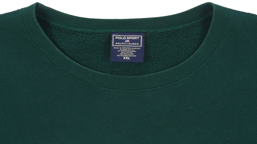 Ralph Lauren (Polo) - Green Spell-Out Crew Neck Sweatshirt 1990s XX-Large Vintage Retro