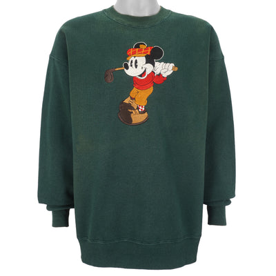 Disney - Mickey Golf Embroidered Crew Neck Sweatshirt 1990s X-Large