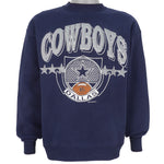 NFL (Logo 7) - Blue Dallas Cowboys Spell-Out Sweatshirt 1990 Large