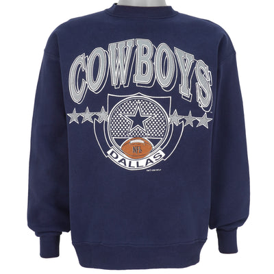 NFL (Logo 7) - Blue Dallas Cowboys Spell-Out Sweatshirt 1990 Large