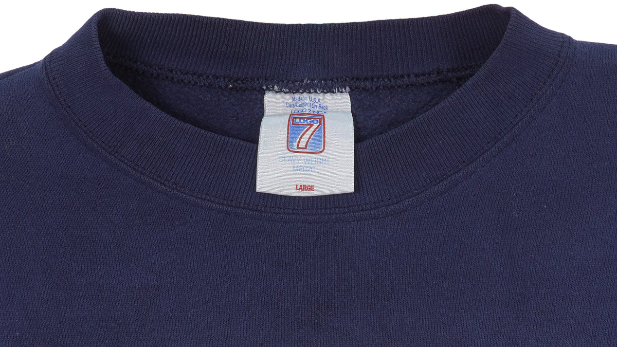 NFL (Logo 7) - Blue Dallas Cowboys Spell-Out Sweatshirt 1990 Large Vintage Retro Football