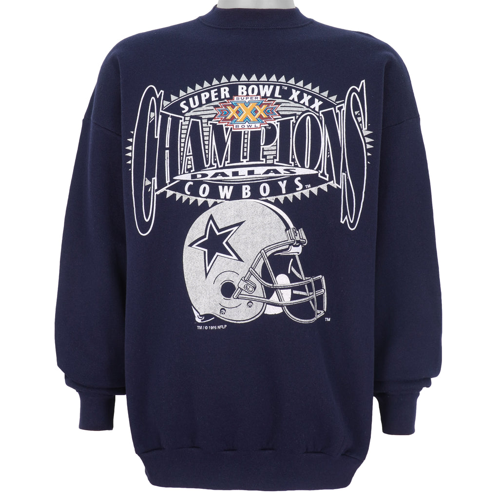 NFL (Logo 7) - Dallas Cowboys Crew Neck Sweatshirt 1995 X-Large
