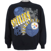 NFL (Logo 7) - Pittsburgh Steelers  Big Logo Sweatshirt 1991 Large Vintage Retro Football