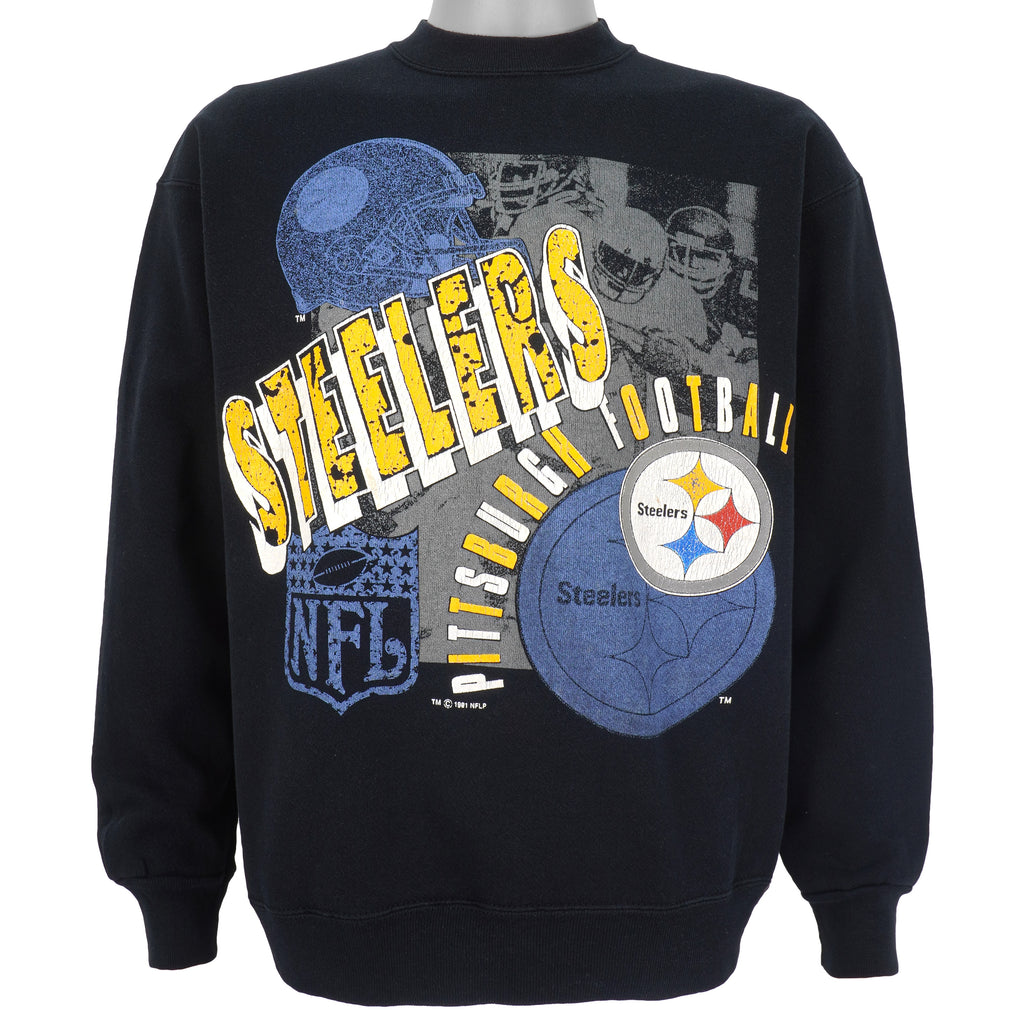 NFL (Logo 7) - Pittsburgh Steelers  Big Logo Sweatshirt 1991 Large Vintage Retro Football