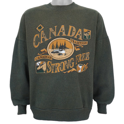 Vintage - Canada Strong & Free Crew Neck Sweatshirt 1990s Large