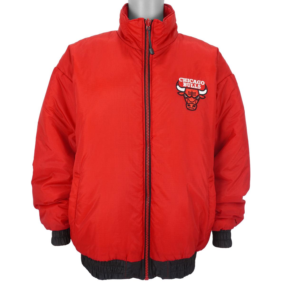 NBA (Pro Player) - Chicago Bulls Spell-Out Reversible Jacket 1990s X-Large Vintage Retro Basketball