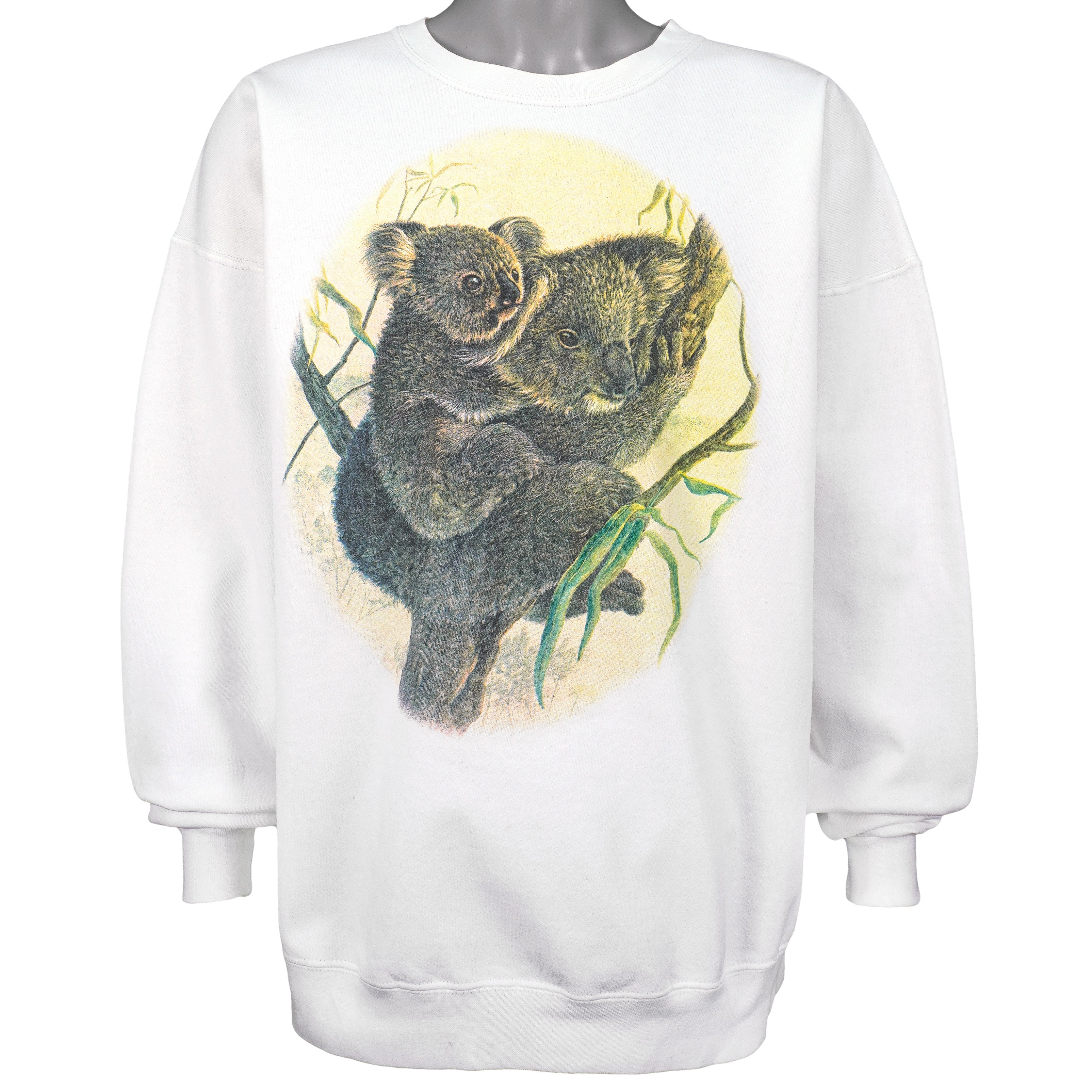 Vintage (Lee) - White Koala Family Crew Neck Sweatshirt 1990s X-Large Vintage Retro