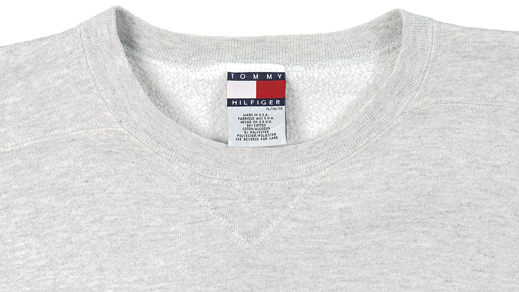 Tommy Hilfiger - White Tommy Jeans Spell-Out Crew Neck Sweatshirt 1990s X-Large Vintage Retro