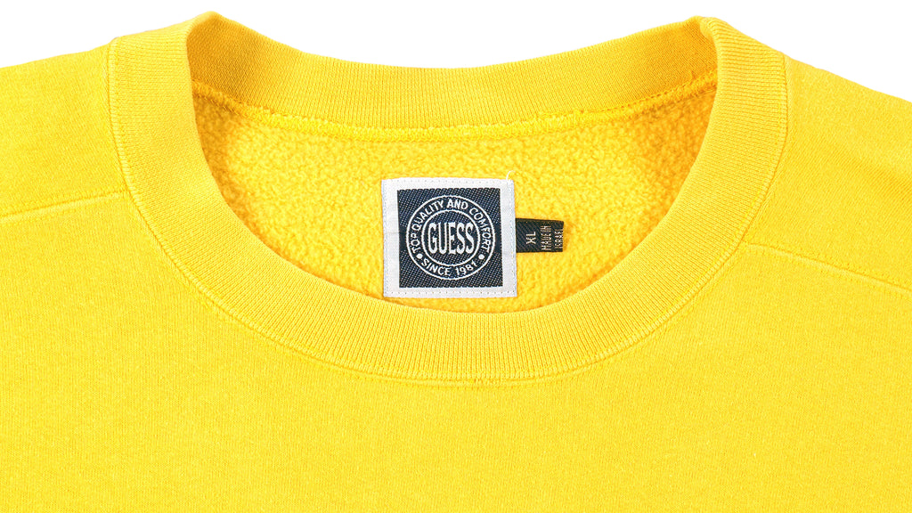 Guess - Yellow Guess Jeans Spell-Out Sweatshirt 1990s X-Large Vintage Retro