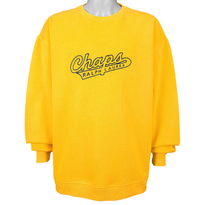 Ralph Lauren (Chaps) - Yellow Crew Neck Sweatshirt 1990s X-Large
