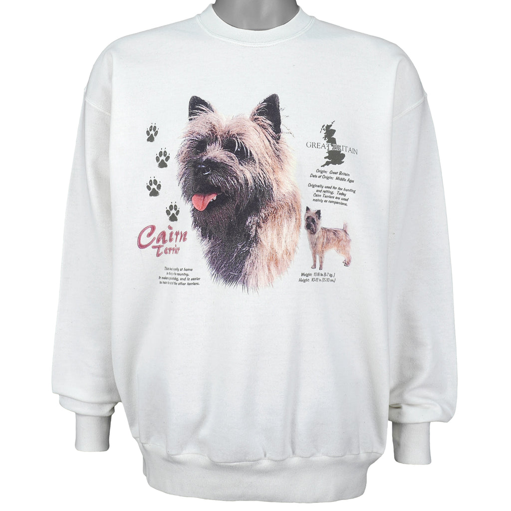 Vintage (Jerzees) - Cairn Terrier Crew Neck Sweatshirt 1990s Large Vintage Retro