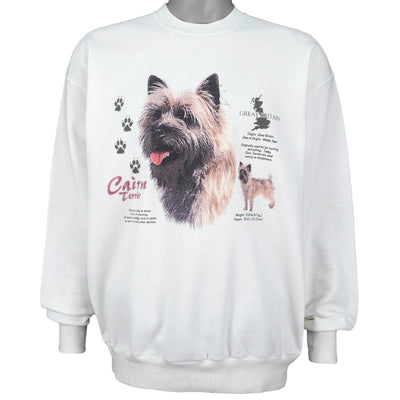 Vintage (Jerzees) - Cairn Terrier Dog Crew Neck Sweatshirt 1990s Large