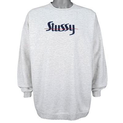 Stussy - Grey Spell-Out Crew Neck Sweatshirt 1994 Large