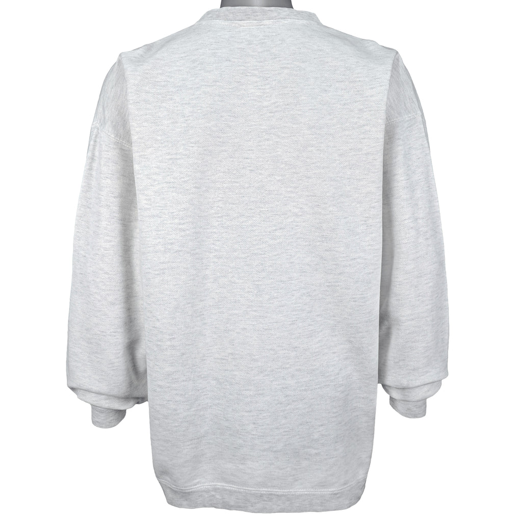 Stussy - Grey Spell-Out Crew Neck Sweatshirt Large Vintage Retro