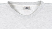 Stussy - Grey Spell-Out Crew Neck Sweatshirt Large Vintage Retro