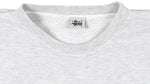 Stussy - Grey Spell-Out Crew Neck Sweatshirt Large Vintage Retro